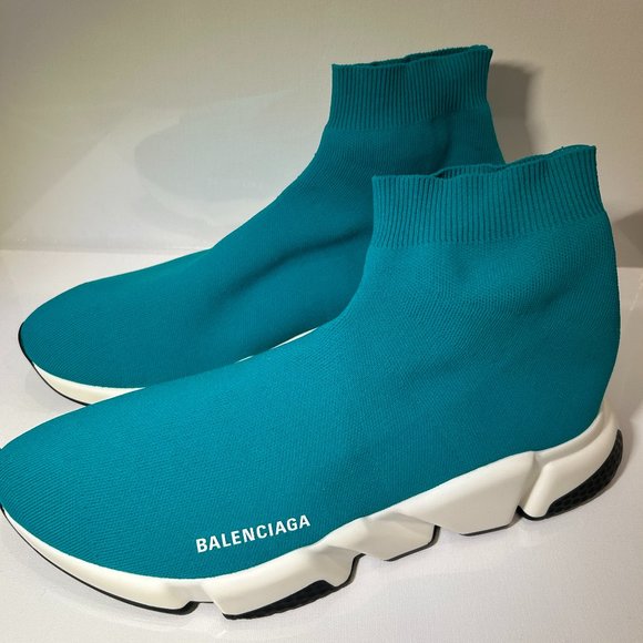 BALENCIAGA Socks Sneakers Light Blue White Black / NEW! - Picture 1 of 9